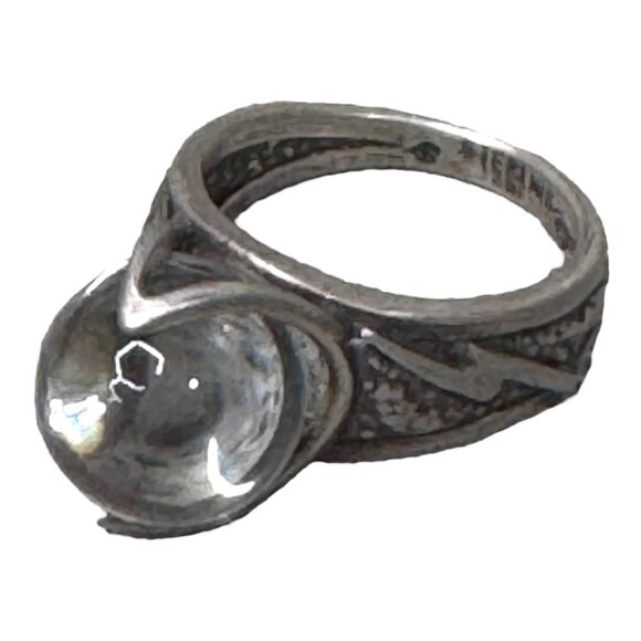 Vintage Sterling Silver Rock Crystal Pools Of Light Ring Shooting Star Size 5.25 - Picture 4 of 10